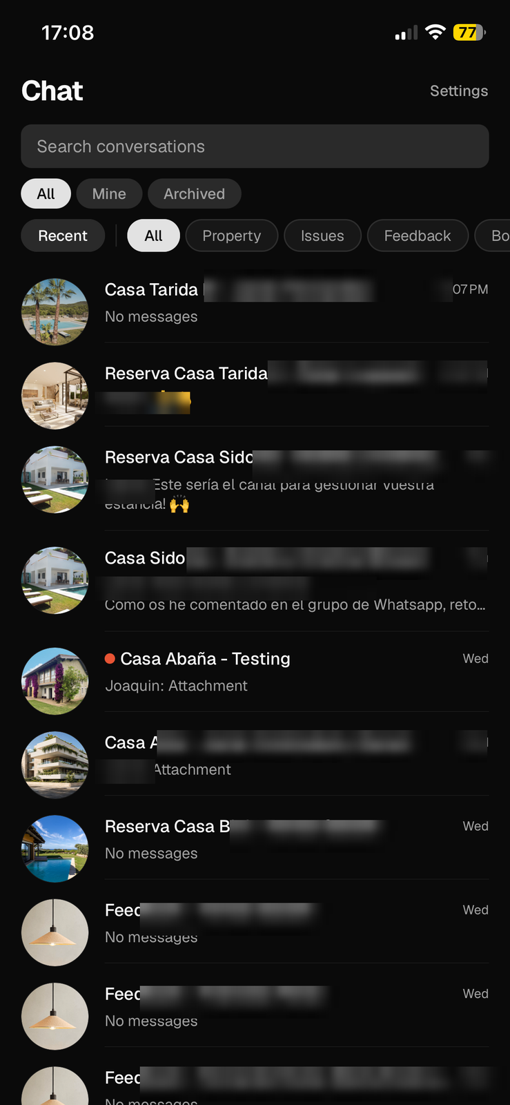 CX-Móvil: bandeja de conversaciones del equipo